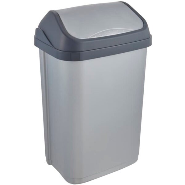 keeeper Cubo de Basura con Tapa Basculante, 25 l Plateado, gama Swantje