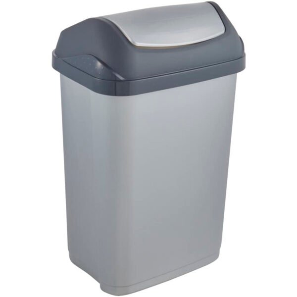 keeeper Cubo de Basura con Tapa Basculante, 25 l Plateado, gama Swantje - Imagen 2