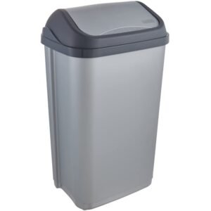 keeeper Cubo de Basura con Tapa Basculante, 50 l Plateado, gama Swantje