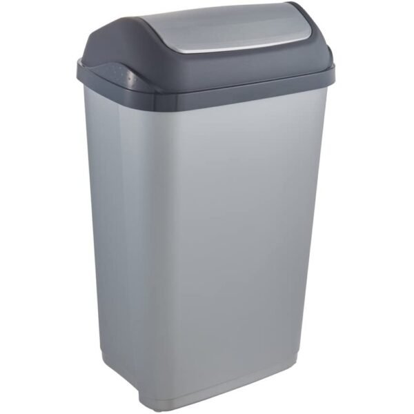 keeeper Cubo de Basura con Tapa Basculante, 50 l Plateado, gama Swantje - Imagen 2