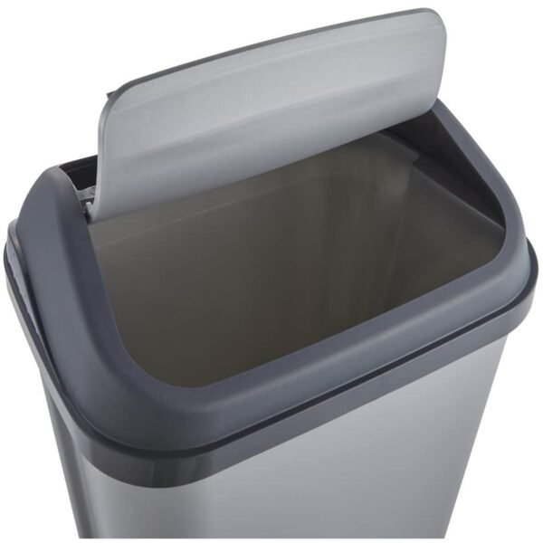 keeeper Cubo de Basura con Tapa Basculante, 50 l Plateado, gama Swantje - Imagen 4