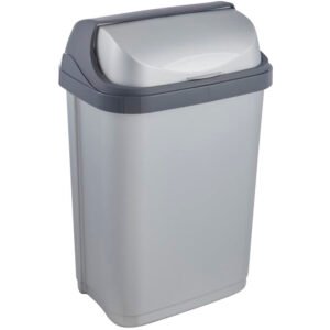 Cubo de Basura con Tapa Deslizante, 10 l, Rasmus, Plateado