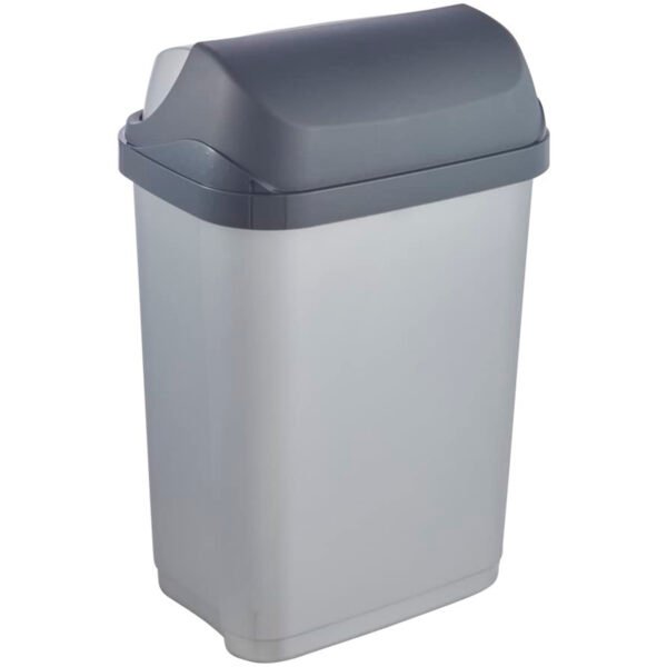 Cubo de Basura con Tapa Deslizante, 10 l, Rasmus, Plateado - Imagen 2