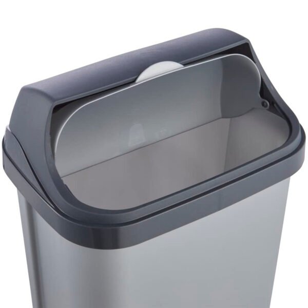 Cubo de Basura con Tapa Deslizante, 10 l, Rasmus, Plateado - Imagen 4
