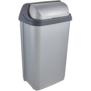 Cubo de Basura con Tapa Deslizante, 50 l, Rasmus, Plateado