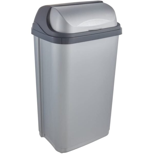 Cubo de Basura con Tapa Deslizante, 50 l, Rasmus, Plateado