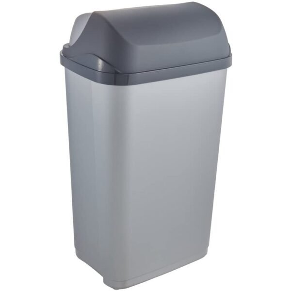 Cubo de Basura con Tapa Deslizante, 50 l, Rasmus, Plateado - Imagen 2