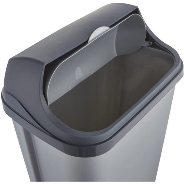 Cubo de Basura con Tapa Deslizante, 50 l, Rasmus, Plateado - Imagen 4