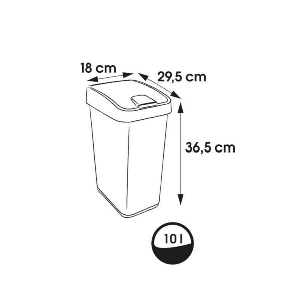 Cubo de Basura Premium con Tapa Abatible, Tacto Suave, 10L, color Plateado - Imagen 2