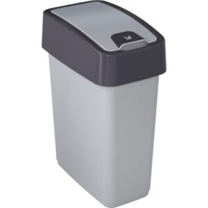 Cubo de la Basura Premium con Tapa Abatible, Tacto suave, 25 l, Magne, Plateado