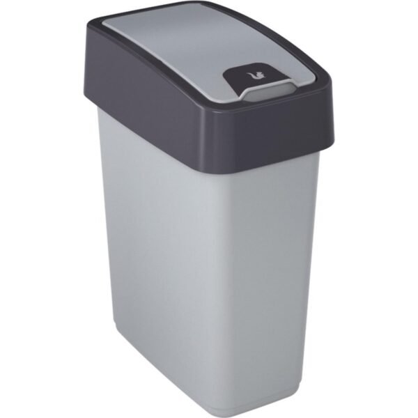 Cubo de la Basura Premium con Tapa Abatible, Tacto suave, 25 l, Magne, Plateado