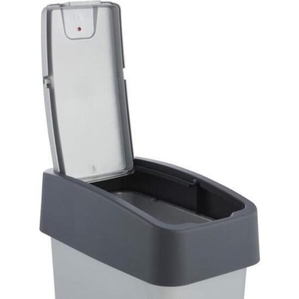 Cubo de la Basura Premium con Tapa Abatible, Tacto suave, 25 l, Magne, Plateado - Imagen 3