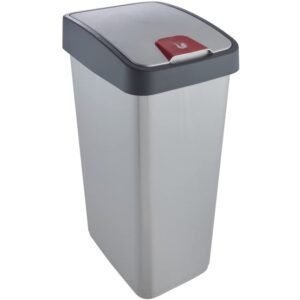 Cubo de la Basura Premium con Tapa Abatible, Tacto suave, 45 l, Magne, Plateado