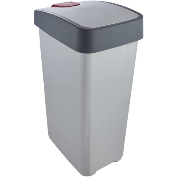 Cubo de la Basura Premium con Tapa Abatible, Tacto suave, 45 l, Magne, Plateado - Imagen 2