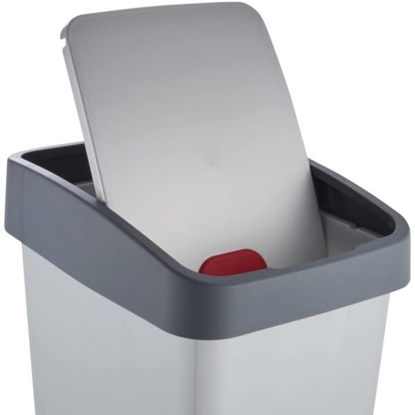 Cubo de la Basura Premium con Tapa Abatible, Tacto suave, 45 l, Magne, Plateado - Imagen 4