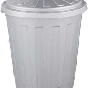 Cubo de basura / papelera polivalente con tapa cerrable, Pequeño, Plástico resistente (PP), 7 l, Mats, Plateado