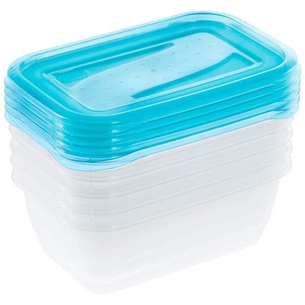 Set de 5 Fiambreras, 5 x 500 ml, 15,5 x 10,5 x 6 cm, Fredo Fresh, Azul transparente