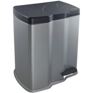 Cubo de Basura con 2 Compartimentos, 7 l + 15 l, Gunnar, Plateado