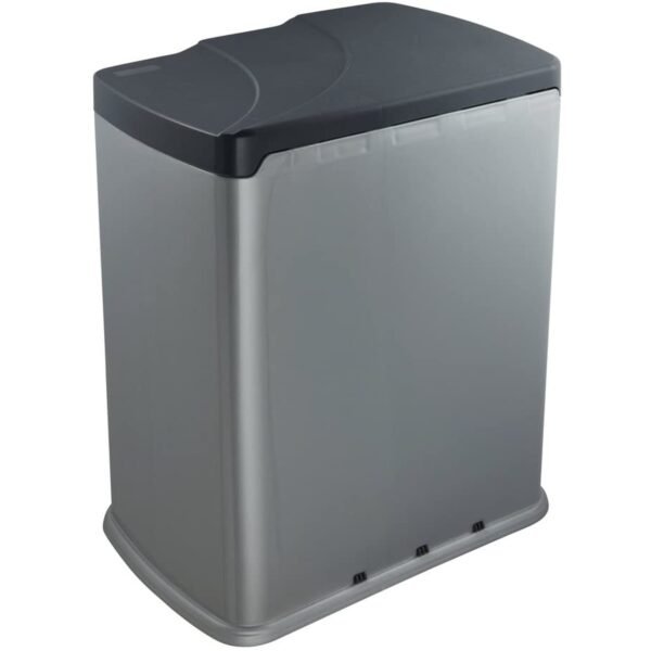 Cubo de Basura con 2 Compartimentos, 7 l + 15 l, Gunnar, Plateado - Imagen 2