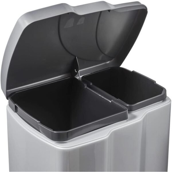 Cubo de Basura con 2 Compartimentos, 7 l + 15 l, Gunnar, Plateado - Imagen 3