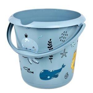 Cubo Ø30 x 28, azul nórdico con dibujos estampados
