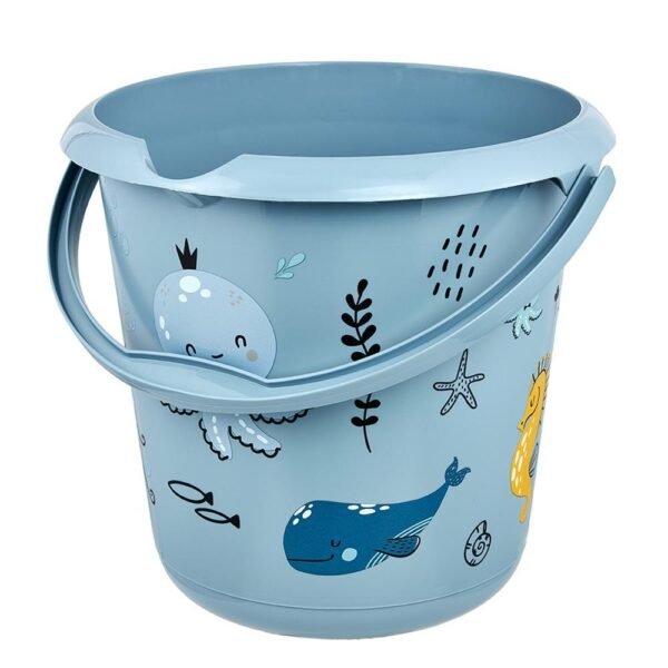 Cubo Ø30 x 28, azul nórdico con dibujos estampados