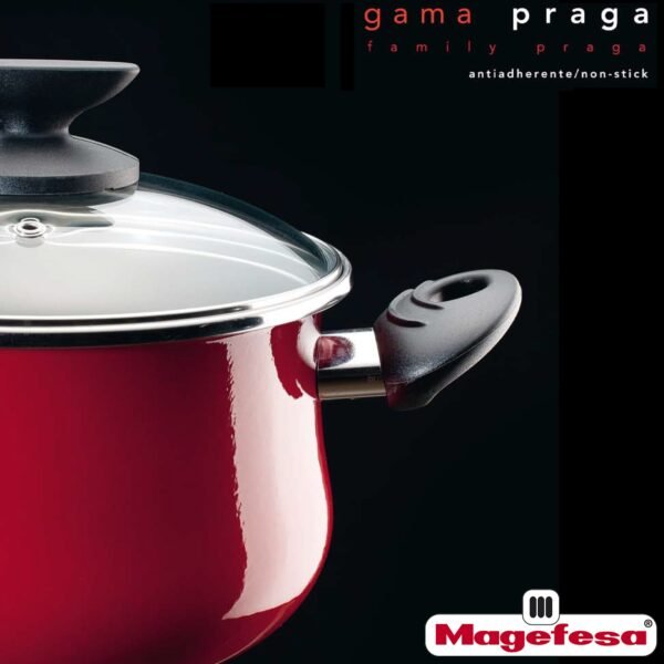 Magefesa PRAGA cazo 16, acero esmaltado vitrificado, en granate, inducción y lavavajillas - Imagen 2