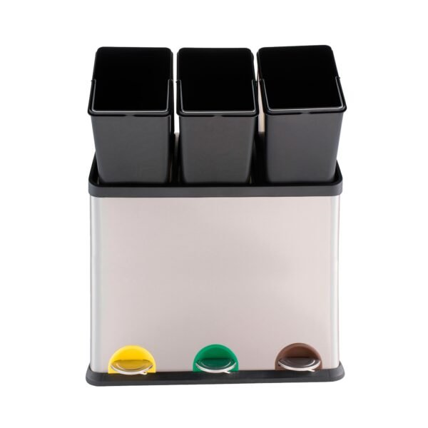 Cubo de basura de reciclaje MSV 60L de acero inoxidable en color plateado 60.5 x 34 x 60.5 cm - Imagen 2