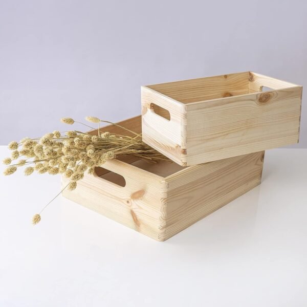 Caja de almacenaje apilable pino macizo 60x40x15cm - Imagen 3