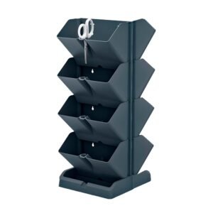 Pack 2 maceteros verticales Prosperplast Mini Cascade de plastico en color antracita 19,5 (largo) x 11,4 (ancho) x 47,5 (alto) cm con 2 tijeras de jar
