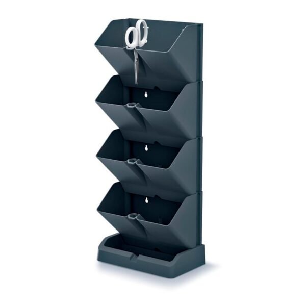 Pack 2 maceteros verticales Prosperplast Mini Cascade de plastico en color antracita 19,5 (largo) x 11,4 (ancho) x 47,5 (alto) cm con 2 tijeras de jar - Imagen 2