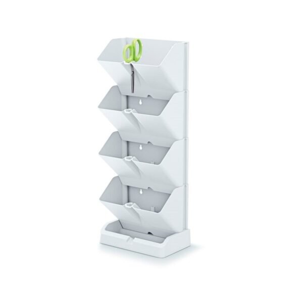 Pack 2 maceteros verticales Prosperplast Mini Cascade de plastico en color blanco 19,5 (largo) x 11,4 (ancho) x 47,5 (alto) cm con 2 tijeras de jardin - Imagen 2