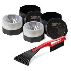 Set 2 unidades SOS LIGHT - luz de emergencia, señal v16 de preseñalización de peligro, homologada DGT V16 - en estuche - autónoma o conexión a toma de