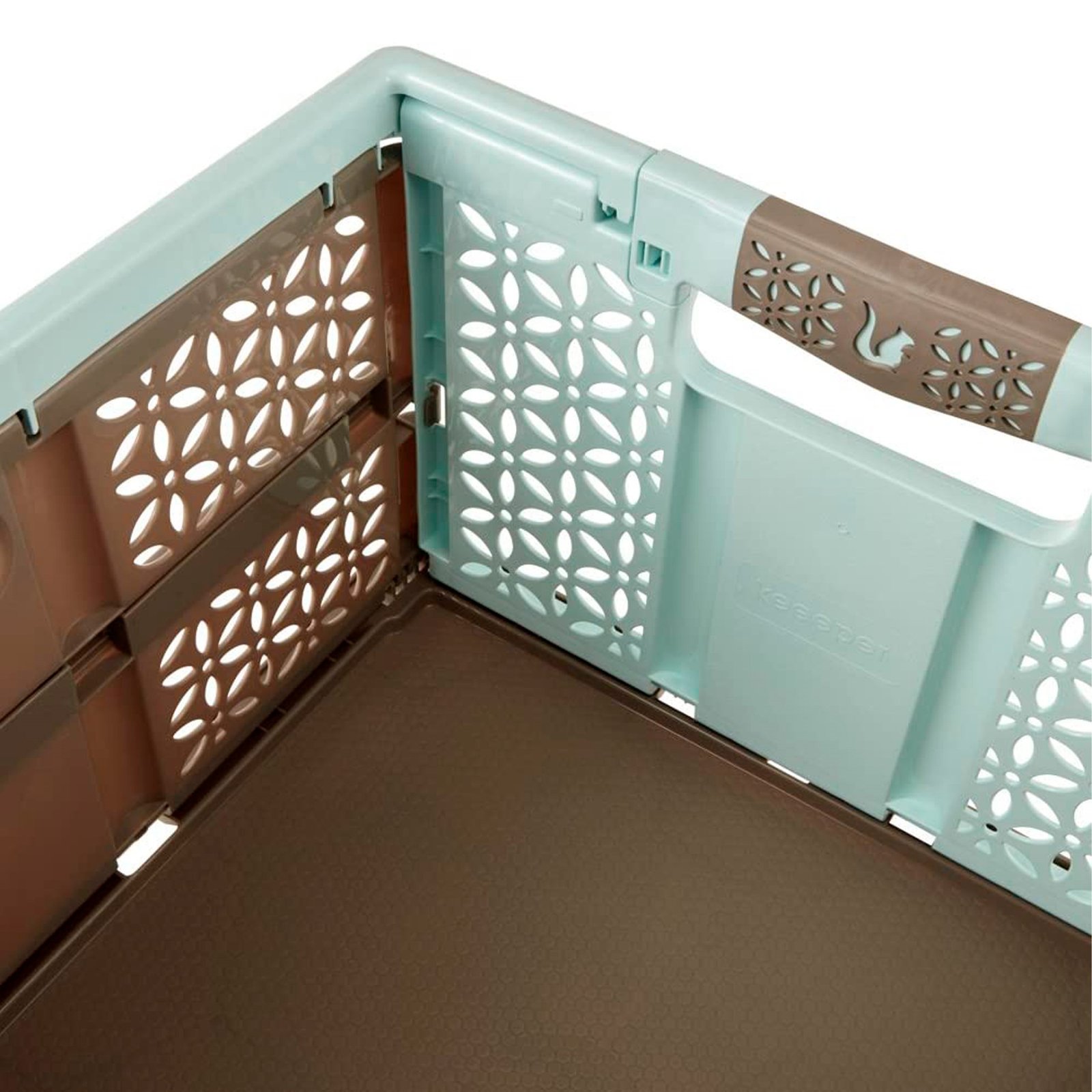 Pack 2 cajas robustas plegables Lea con asas 32L en color azul y marron - Imagen 4