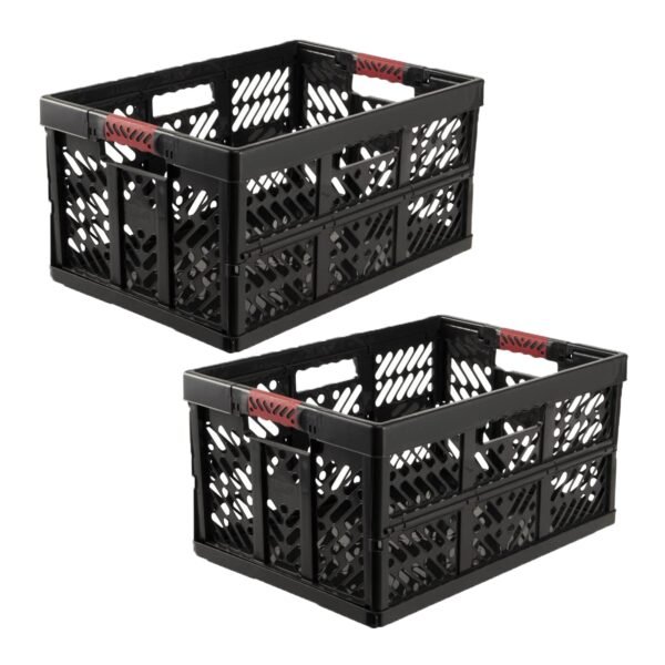 Pack 2 cajas robustas plegables Ben con asas 45L en color gris grafito