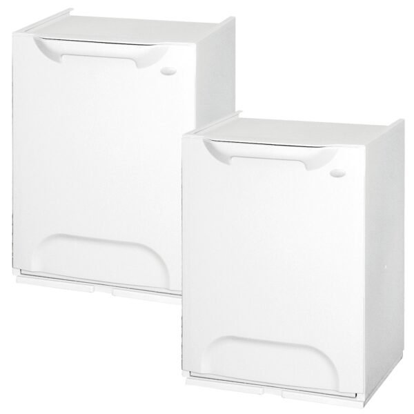 Pack de 2 papeleras de reciclaje en polipropileno color blanco, con depósito en el interior 40 L totales