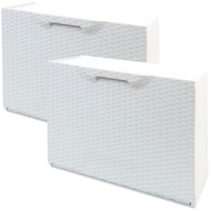 Pack de 2 zapateros en polipropileno color blanco ACABADO RATTAN