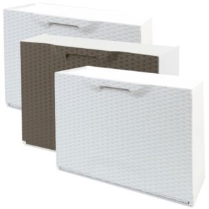 Pack de 3 zapateros color blanco y zapatero en color marron de polipropileno ACABADO RATTAN