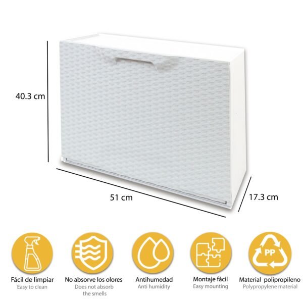 Pack de 3 zapateros color blanco y zapatero en color marron de polipropileno ACABADO RATTAN - Imagen 2