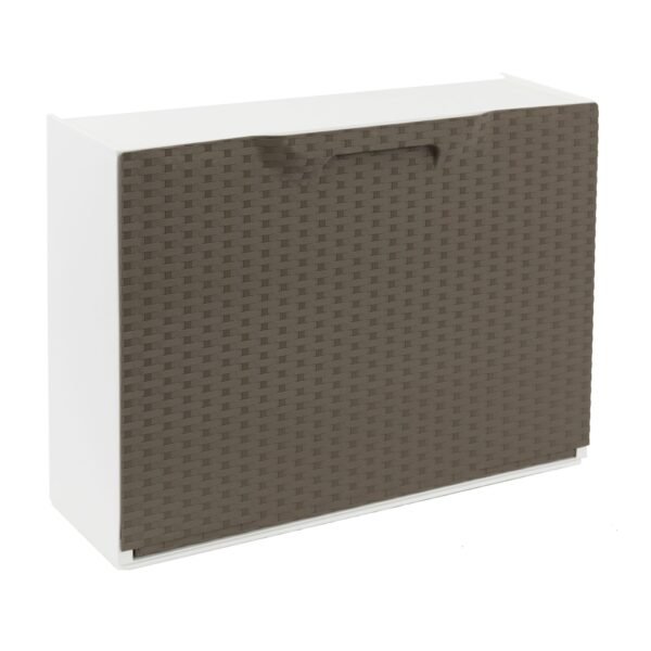 Pack de 3 zapateros color blanco y zapatero en color marron de polipropileno ACABADO RATTAN - Imagen 4
