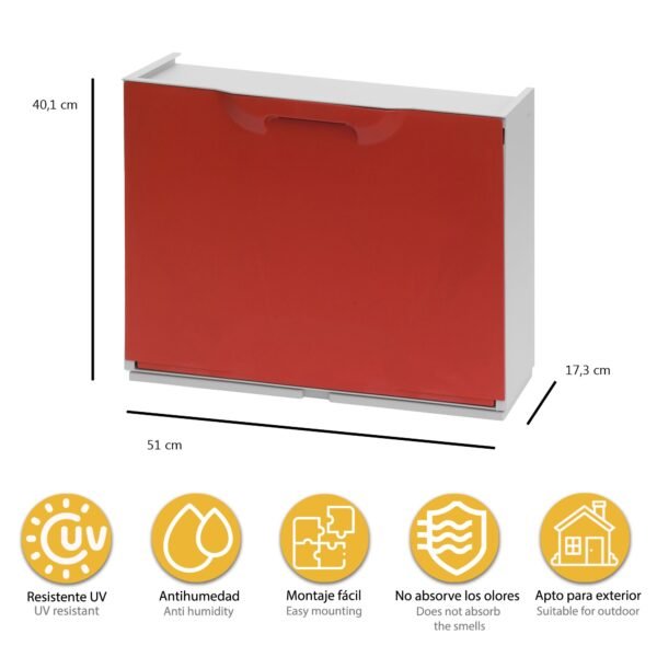 Pack de 2 zapateros en polipropileno color rojo - Imagen 2