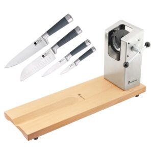 Jamonero BERGNER Masterpro 62 x 19,5 x 3,3 cm con set de 4 cuchillos de cocina San Ignacio Masterpro