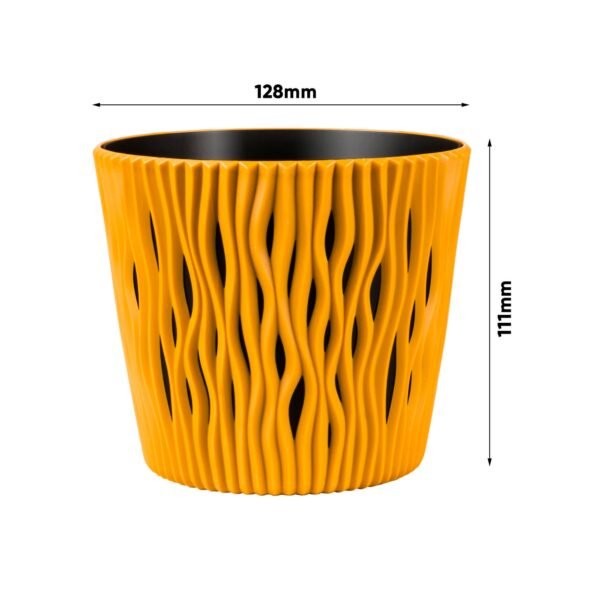 2x Maceta redonda de plastico Sandy Round en color mocca 12 (largo) x 12 (ancho) x 11,1 (alto) cm - Imagen 2