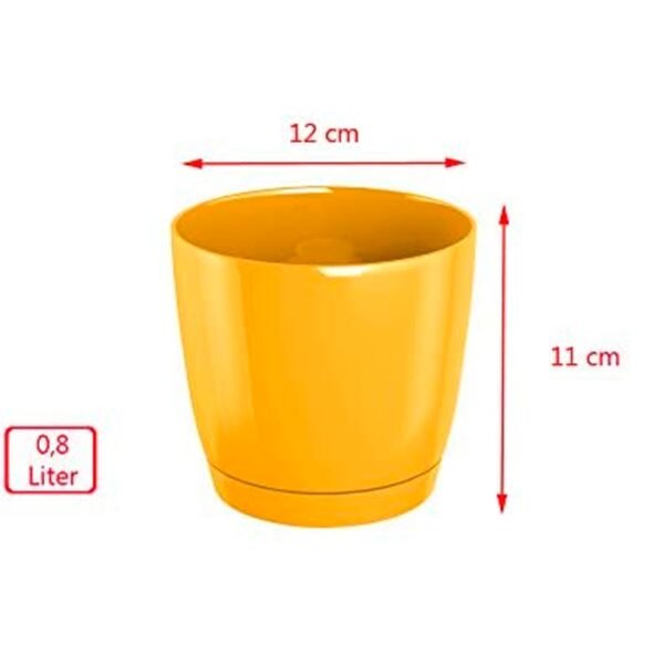 2x Maceta redonda de plastico Coubi Round P en color crema 12 (largo) x 12 (ancho) x 11 (altura) cm - Imagen 2