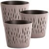 3x Maceta redonda de plastico Sandy Round en color mocca 12 (largo) x 12 (ancho) x 11,1 (alto) cm