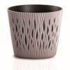 3x Maceta redonda de plastico Sandy Round en color mocca 12 (largo) x 12 (ancho) x 11,1 (alto) cm - Imagen 3