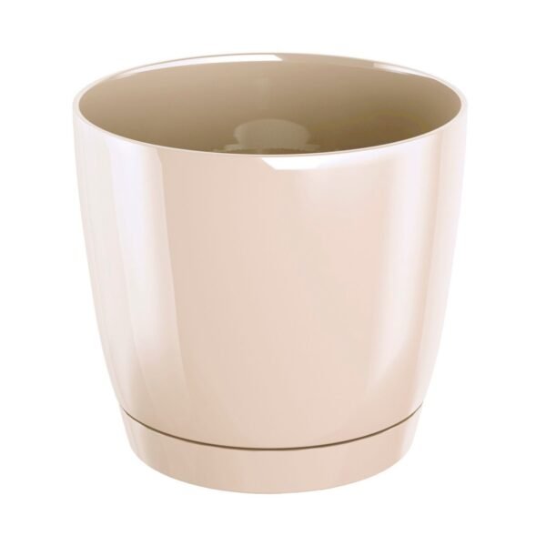 3x Maceta redonda de plastico Coubi Round P en color crema 12 (largo) x 12 (ancho) x 11 (altura) cm - Imagen 3