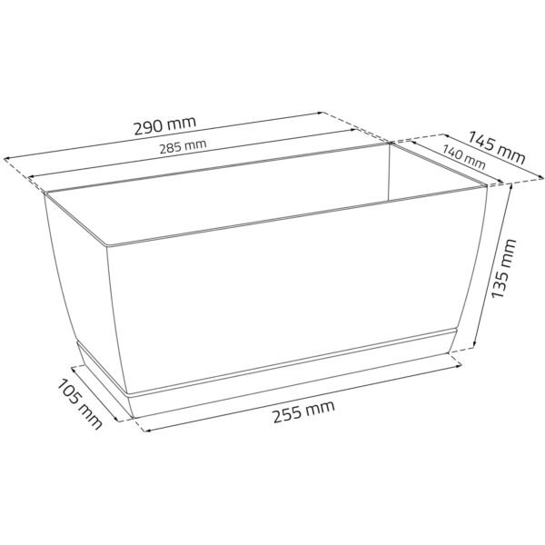 3x Jardinera de plastico Coubi Case P en color blanco 29 (largo) x 14,2 (ancho) x 13,6 (altura) cm - Imagen 2