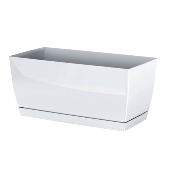 3x Jardinera de plastico Coubi Case P en color blanco 29 (largo) x 14,2 (ancho) x 13,6 (altura) cm - Imagen 3