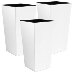 3x Maceta alta Urbi 2 litros, de plastico, 12,6 x 12,6 x 20 cm en color Blanco